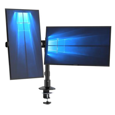 China Dual Monitor Aluminum Adjustable Height Desktop Mount VESA Bracket Up To 27 Inch Computer Screens 1-9kg for sale