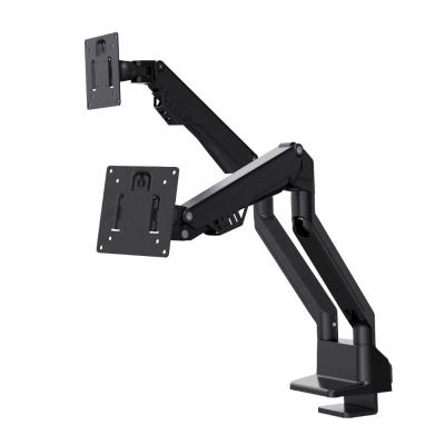 China LOUEVED Double Shock Absorber Aluminum Monitor Stand Height Adjustable VESA Bracket Desk Mount for Up to 30 Inch Computer Screens for sale