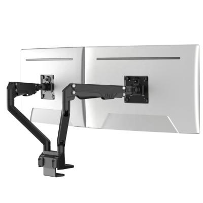 China LOUEVED Full Motion Swivel Monitor Arm Dual Monitor Desktop Aluminum Mount Stand With Shock Absorber 15-30 Inch Monitors Up To 8KG for sale