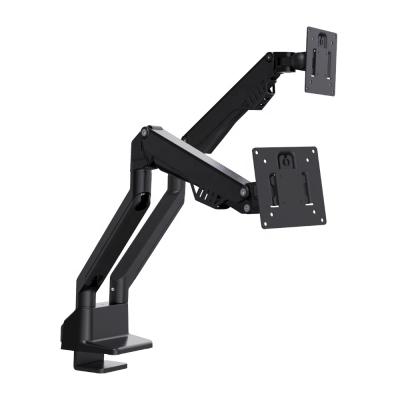 China LOUEVED Aluminum Black Desk Mount Double Dual Black Fully Adjustable Gas Spring Arm for sale