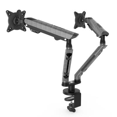 China New Aluminum Dual Monitor Mount 17 - 30 Inch Computer Monitor Arm Shock Absorber For Desktop For Flat / Curved Screen for sale