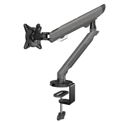 China New Aluminum Black Single Monitor Mount 17 - 30 Inch Computer Monitor Arm Shock Absorber For Desktop For Flat/Curved Screen for sale