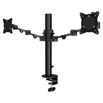 China Fully Adjustable Dual Monitor Desk Mount Pole Monitor Arm For 0-8kg Max Flat Curved 8KG Computer Screen for sale