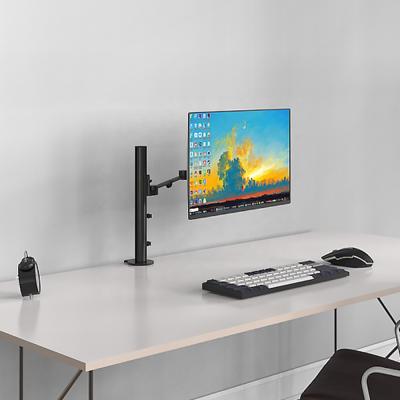 China Single Flexible Height Adjustable Monitor Pole Mount Desk Mount VESA Bracket Up To 32 Inch Computer Screens 0-8kg for sale