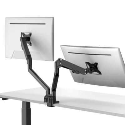 China Aluminum Dual Monitor Mount Two 22 - 32 Inch Computer Monitor Arm Shock Absorber For Desk For Flat / Curved Screen for sale