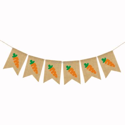 China Factory Wholesale Hanging Easter Decoration Carrot Burlap Easter Banner Bunting for sale