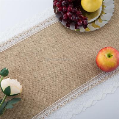 China 2017 New Natural Jute Romantic Rustic Wedding Decoration Burlap Lace Table Runners for sale