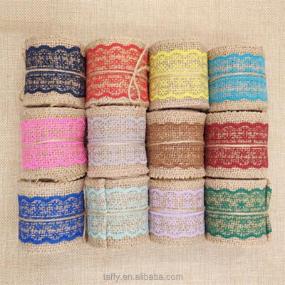 China Rustic Viable 6cm Vintage Wedding Christmas Party Cake Decoration Supplies Ornament Lace Hessian Burlap Ribbon Buns DIY for sale