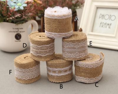 China Jute 2 Meter 5cm Rustic Vintage Wedding Decoration Supplies DIY Ornament Natural Hessian Burlap Lace Rolls Hessian Ribbon for sale