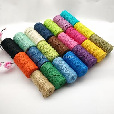 China Wholesale Qulity 100M Factory Wedding DIY Home Craft High Colorful 3 PLY Jute Twine Natural Twisted Rope for sale