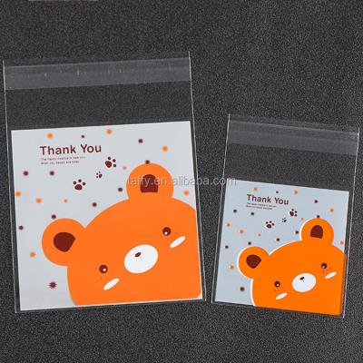 China Disposable Cookie Packaging Bel Rabbit Pink Bear Self Adhesive Plastic Bags For Cookies Snack Baking Package for sale