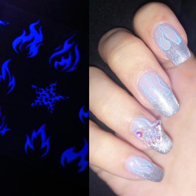 China Wholesale Elegant And Convenient Luminous Fire Flame Nail Foil Set Halloween Nail Art Sticker Nail Art Designs Decora for sale