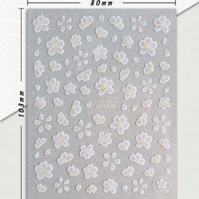 China New Stylish and Convenient White Transparent Flower Nail Art Sticker, 3D Nail Sticker, Nail Art Decoration Sticker for sale