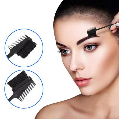 China New Design Waterproof 3 in 1 Hair Edge Sweep Double Sided Smooth Eye Powder Brush Hair Comb Bundle Brush Comb for sale