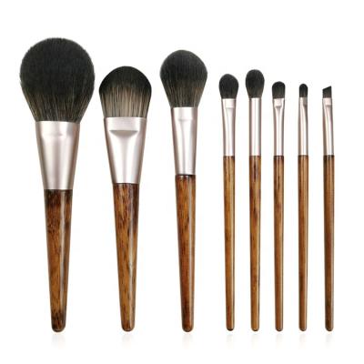 China Angular Blush Makeup 8pcs Logo Fluffy Wooden Cruelty Free Vegan Geometric Makeup Brush Set Professional OEM Professional for sale