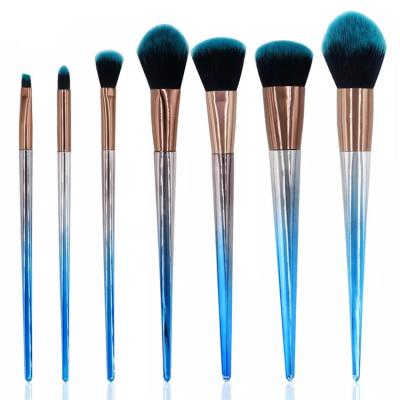 China 2019 Professional Luxury Gradient Glitter Vegan Set Brush Private Label Blue Makeup Skin-friendly Powder 7Pcs for sale