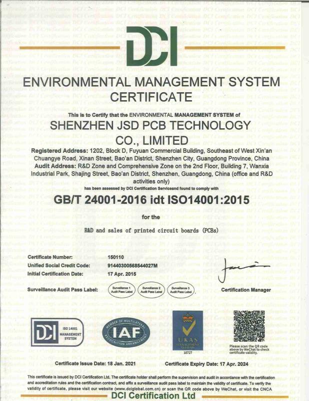 ISO14001 - Shenzhen JSD Electronic Technology Co., Limited