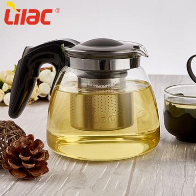 China Sustainable Sufficient Stock 900ml/1500m Lilac Hot Selling Glass Teapot for sale