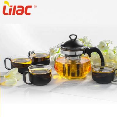 China Viable Lilac Sufficient Stock 700ml + 150ml*4 Japanese Style Teapot Teapot And Glass Cups Set for sale