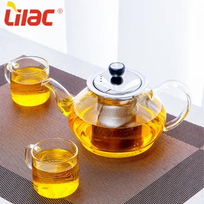 China Sustainable Sufficient Stock 300ml/400ml/450ml/500ml/700m Lilac Hot Selling Glass Teapot for sale