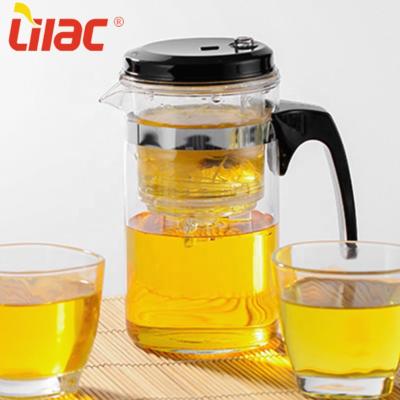 China Personalissd Sustainable Lilac Japanese Style Stock 500ml Sufficient Press The Infuser Glass Pressed Teapot With A Hitter / Press for sale