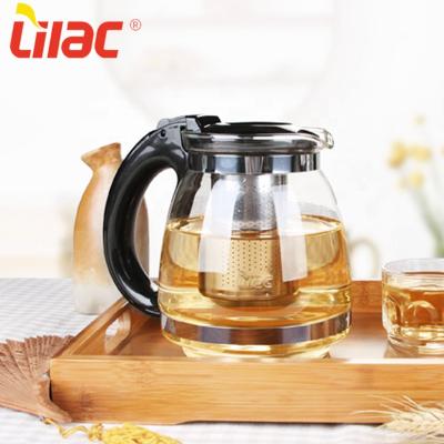 China Lilac Sufficient Stock Viable 1500ml Thickened Household Loose Leaf Flower Pot Glass Teapot for sale