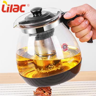 China Viable Lilac Sufficient Stock 2300ml 1600ml 1200ml Personalized Decorative Lid Glass Heat Loose Teapot With Stainless Steel Infuser for sale