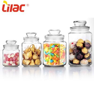 China Freshness Preservation Wholesale Sufficient Stock Modern Lilac 750ml 1200ml 1600ml Decor Container Set Glass Package Ginger Candy Cookies Jar Malaysia for sale