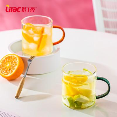 China Lilac Sustainable Sufficient Stock 280ml/320ml/400ml/450ml Sufficient Hot Selling Handle Coffee / Beer / Tea Glass Mug for sale