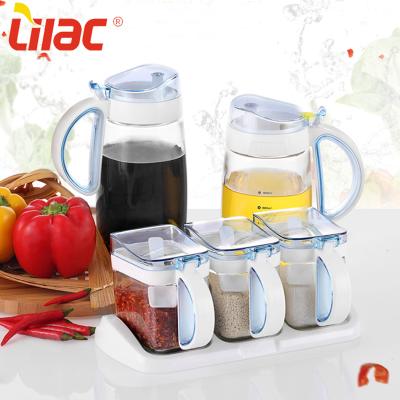 China Sufficient Freshness Lilac Stock Kitchen Oil Jar Glass Kitchen Cooking Tools Oil Dispenser Bottle For Home Kitchen for sale