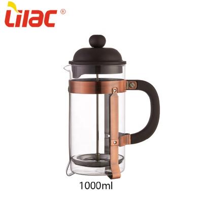 China Stock 600ml 800ml 1000ml French Press Coffee Maker Sufficient Lilac Lilac Boracilicate Custom Sufficient Degree Filter for sale