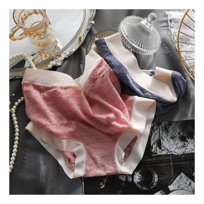 China Anti-Bacterial Seamless Sweet  Women Sexy Lace Panties Floral Perspective Transparent Women's Underpants for sale