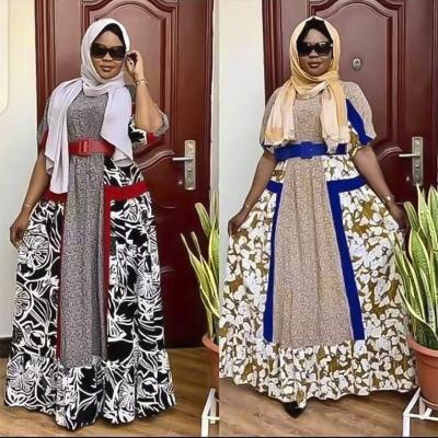 China 2021 Traditional Islamic Dubai Belt Printing Chiffon Baju Abaya Muslim Formal Casual Daily Gami Clothing for sale