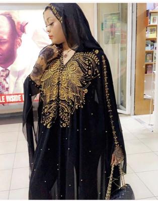 China Africa Clothing Open Front Batwing Sheathed Blouse Beaded Africa Sequined Boubou Coat Diamond Islamic Clothing for sale