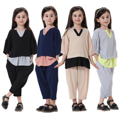 China Prayer dress baju kurung customized Baju Melayu elastic muslim boutique kids set kids pants islamic clothing for sale