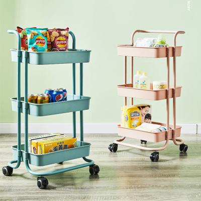 China 3 tier and wheel 3 tier fruits and vegetables mesh trolley storage cart baskets for kitchen for sale