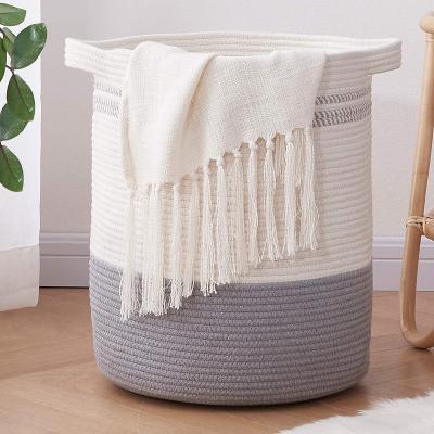 China Household Minimalist Wholesale Handmade Collapsible Storage Clothes Storage Dirty Laundry Basket With Rope for sale