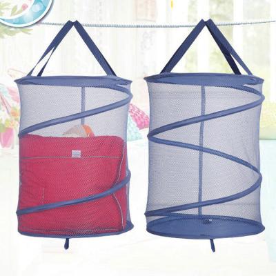 China Modern Collapsible Round Mesh Automatic Laundry Hamper Collapsible Laundry Hamper With Reinforced Carry Handles Solid Bottom for sale