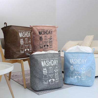 China Modern Household Laundry Basket Drawstring Cover Oxford Cloth Laundry Hamper Quilt Cloth Toy Foldable Square Toy Bedding Storage Bins for sale