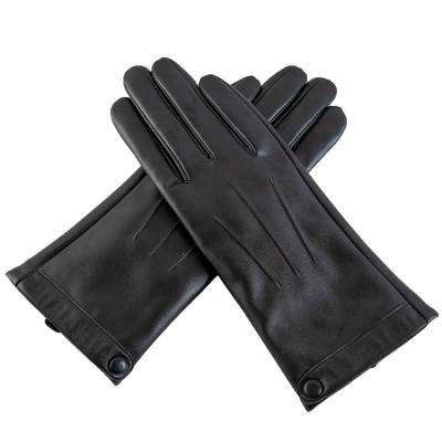 China Three point finger men's tendons new winter touch screen gloves leather PU heated PU washed leather gloves for sale