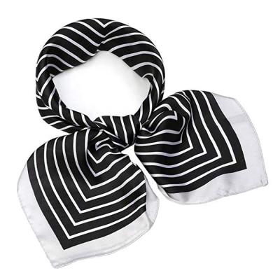 China Black Hair Square Printed Edge Extending Satin Square Scarf Wrap Head Scarf For Women for sale