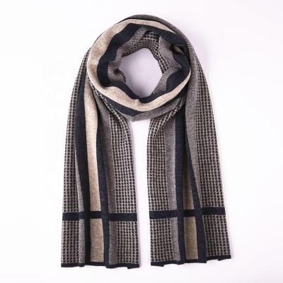 China 2020 New Design Wool Jacquard Men's Knitted Scarves Dog Tooth Male Winter Scarf Business Neck Scarf For Gentlemen for sale