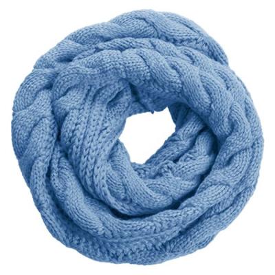 China New Style Women Acrylic Thick Ribbed Twist Winter Scarf Ladies Warm Acrylic Knit Pure Color Neck Scarf Infinity Circle Loop Scarf for sale