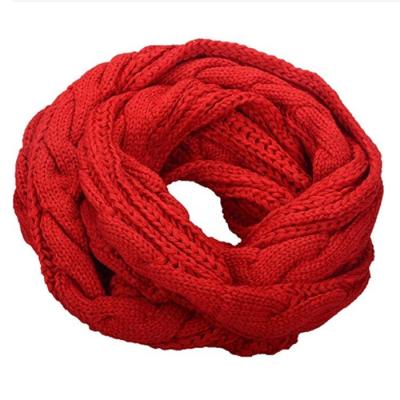 China MOQ Acrylic Ladies Acrylic Stocking Knit Winter Infinity Circle Loop Scarf Sheer Color Thick Ribbed Twist Neck Scarf Women for sale