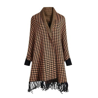 China 2020 New Style 46% Dog Jacquard Deep Camel 37%Polyester 17% Viscous Nylon Tooth Grid And Shawl Scarf Winter Cashmere Black Wrap Shawl for sale