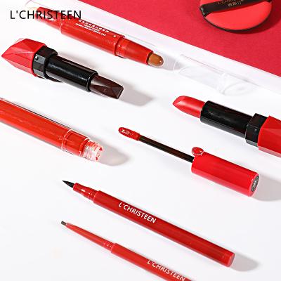 China Lady Lips Beauty Makeup Suits Best Selling Wholesale Luxury Makeup Kit High Quality Cosmetics 7 PCs With Lipsticks Lip Gloss Pad CC Eyeliner Cream Eyebrow for sale