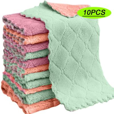 China Non-Stick Rags Napkins Tableware Household Cleaning Towel Oil Dish Towel 10pcs Microfiber Towel Water Absorbent Cleaning Cloth Kitchen for sale