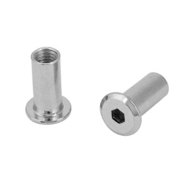 China Industry M8 Flat Head Barrel Nut Hex Socket Flat Head Nut for sale