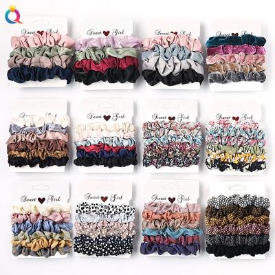 China Various Smart Casual Scrunchies Set With White Paper Card Woman Ponytail Holder Hair Tie Elastic Hair Band for sale