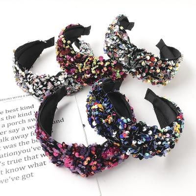 China Colorful Sequin Headband Wide Hairband Bride Bride Bridesmaid Wedding Hair Accessories for sale